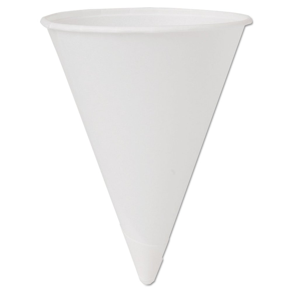 4 OZ ROLLED RIM UNPRINTED PAPER WATER CUP/CONE