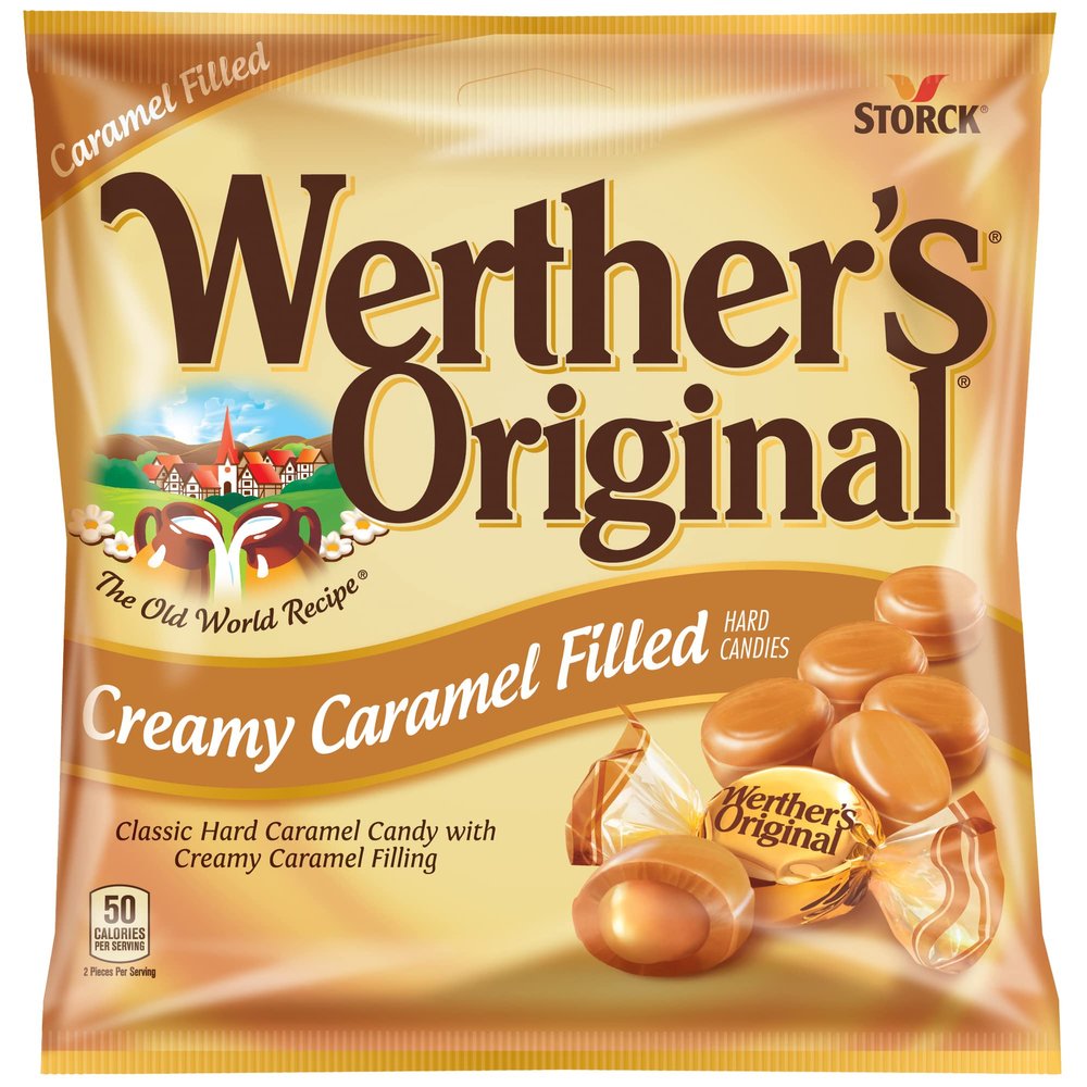 Werther's Original Caramel Hard Candies with Caramel Filling - Individually Wrapped Hard Candies for Halloween, Parties, or Snacks - 5.5 oz Bags (Pack of 12)