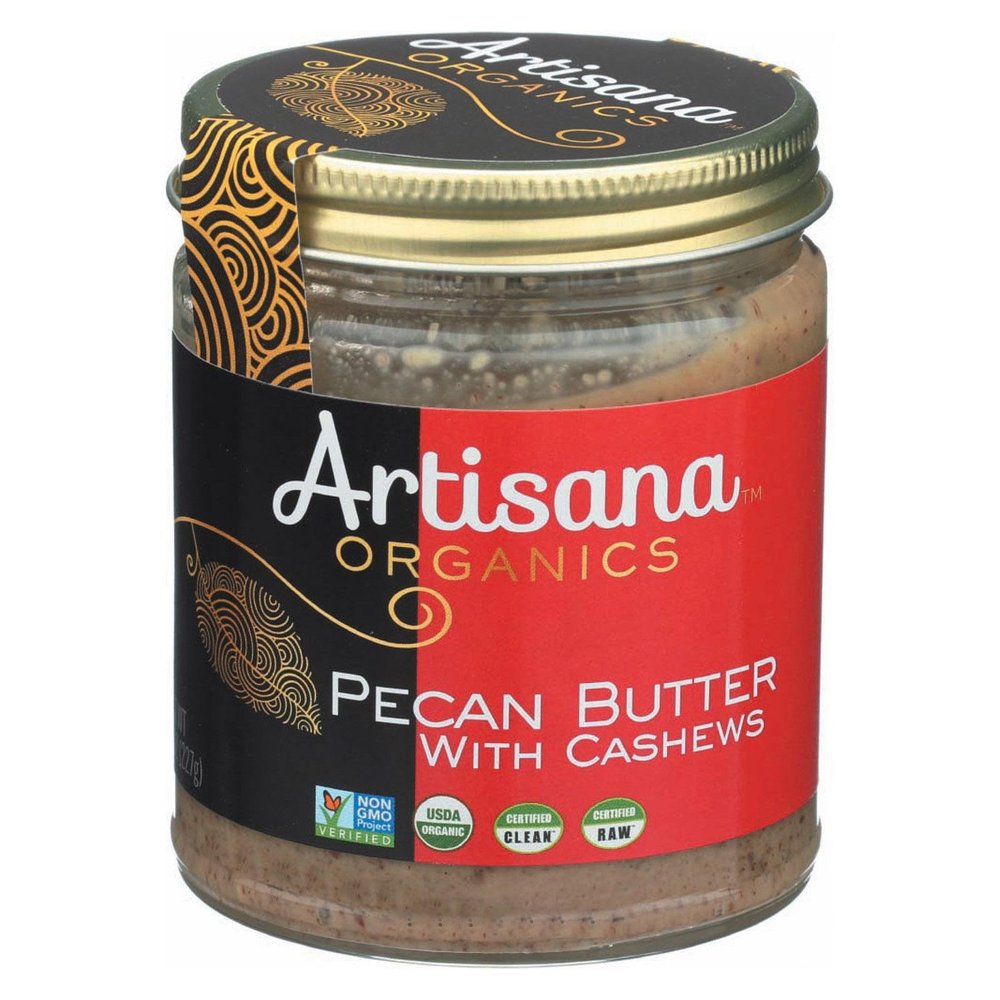 Artisana Organics - Pecan Nut Butter with Cashew, Two Ingredients Handmade Rich & Thick Spread, USDA & QAI Organic Certified, Non-GMO, Vegan & Gluten Free (6-Pack, 8 oz)