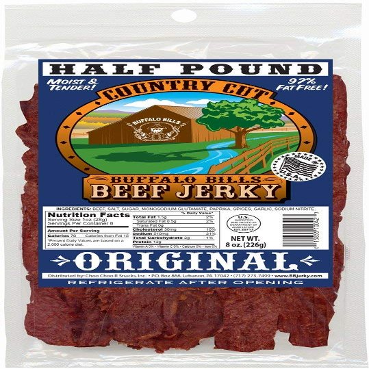 Buffalo Bills 8oz Original Country Cut Beef Jerky Pack (moist & tender mildly flavored beef jerky)