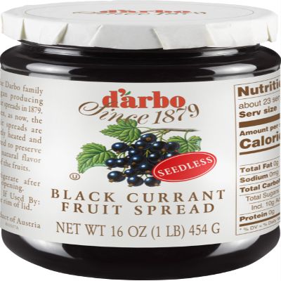 Darbo All-Natural Blackcurrant Seedless Fruit Spread, 16 oz  Crafted Tradition, Pure Fruit Flavor No Artificial PreservativesEnsuring a Naturally Sweet and Flavorful Spread.