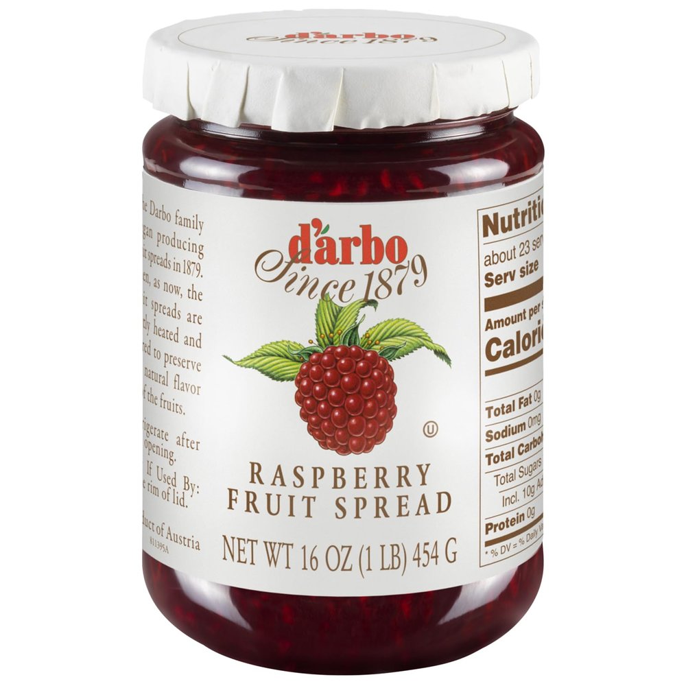 d'arbo All Natural Fruit Spread, Raspberry, 16 Ounce