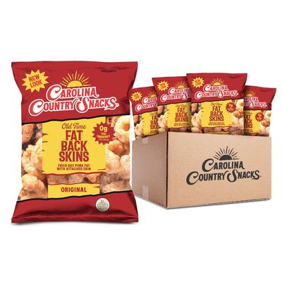 Old Time Fat Back Skins Chicharron (Strips) Plain 24 bags (3.5 oz)
