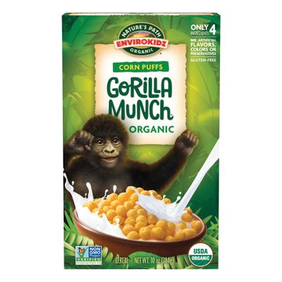 EnviroKidz Organic Gorilla Munch Cereal, 10 oz (Pack of 12), Corn Puffs, Gluten Free, by Nature's Path