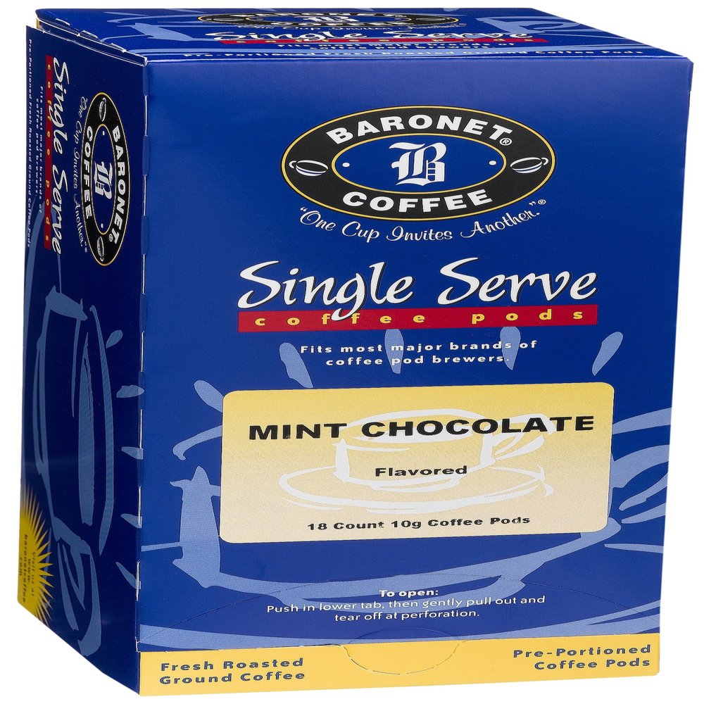 Baronet Coffee Mint Chocolate Coffee Pods, 18-Count Box (Pack of 3)