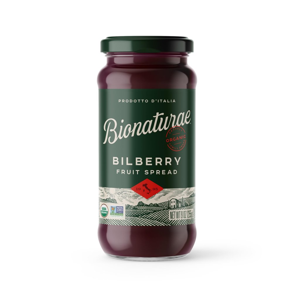 Bionaturae Organic Bilberry Fruit Spread - Jelly Organic, Non-GMO, USDA Certified, No Sugar Added, No Preservatives, Organic Fruit Jam, Jam Organic, Made in Italy - 9 Oz