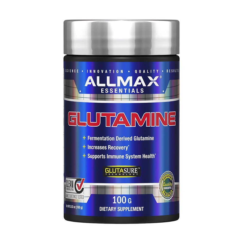 ALLMAX L Glutamine Powder 100g, Fermented L-Glutamine Powder Pure, Unflavored Glutamine Supplement for Gut Health, Recovery & Immune Support, Vegan, Gluten Free