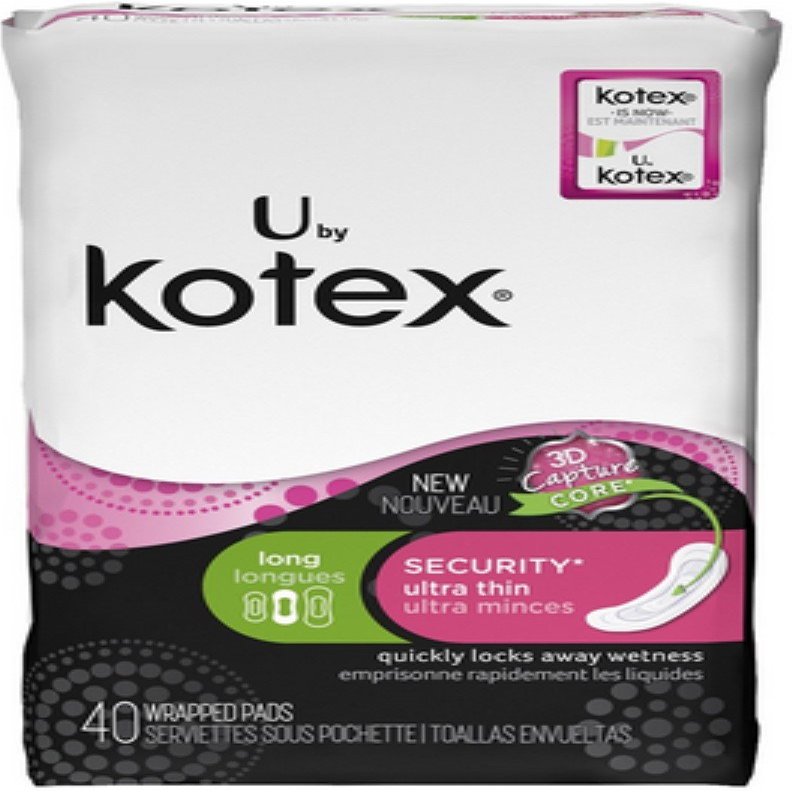 U by Kotex, Ultra Thin Pads Long Unscented, 40 each (6 Pack)