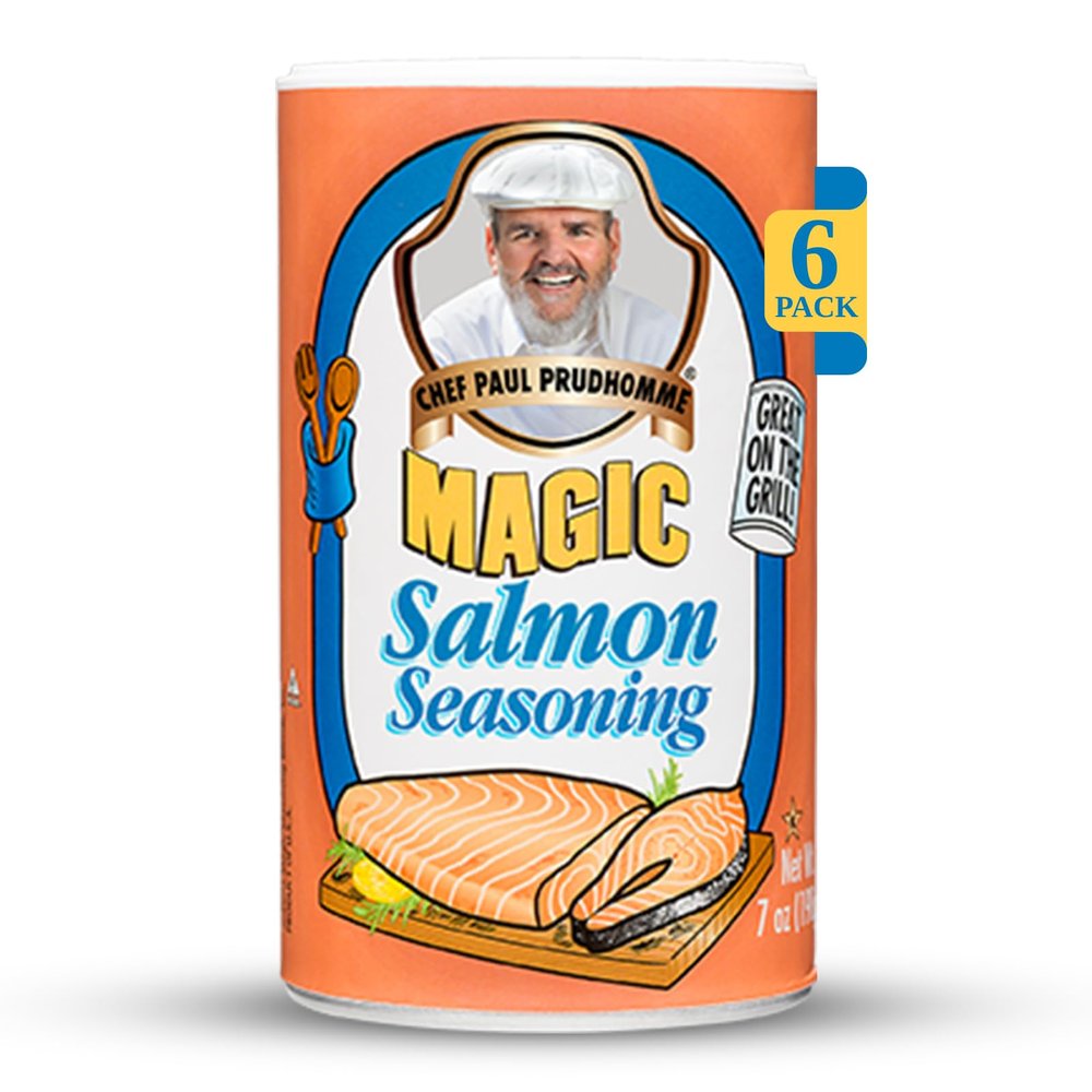 Chef Paul Magic Seasonings Blends Salmon Magic Seasoning | Salmon Seasoning with Herbs & Spices | Seafood Seasoning for Cooking | Fish Blend | Kosher & Halal Certified | 7 oz (Pack of 6)