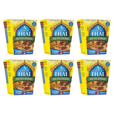 A Taste of Thai Pad Thai Noodles |Heat & Eat Instant Noodle | Flavored with Authentic Thai Sauce - Non-GMO, Gluten Free, Trans Fat Free- Perfect Side for Chicken, Fish & Meat Entrees| 6 Pack (5.75oz)