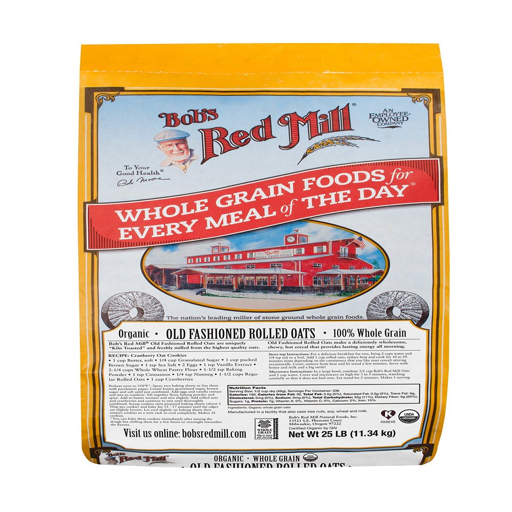 Bob's Red Mill Organic Old Fashioned Rolled Oats, 25-pound (Pack of 1)