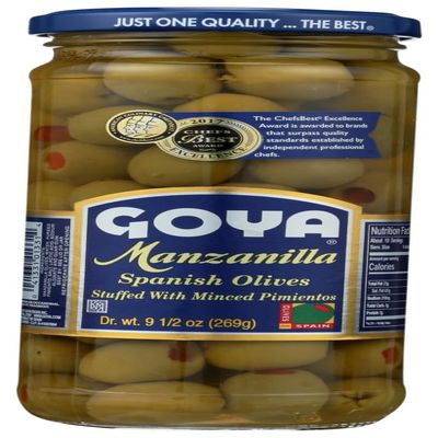 Goya Stuffed Manzanilla Spanish Olives, 9.5-Ounce (Pack of 24)
