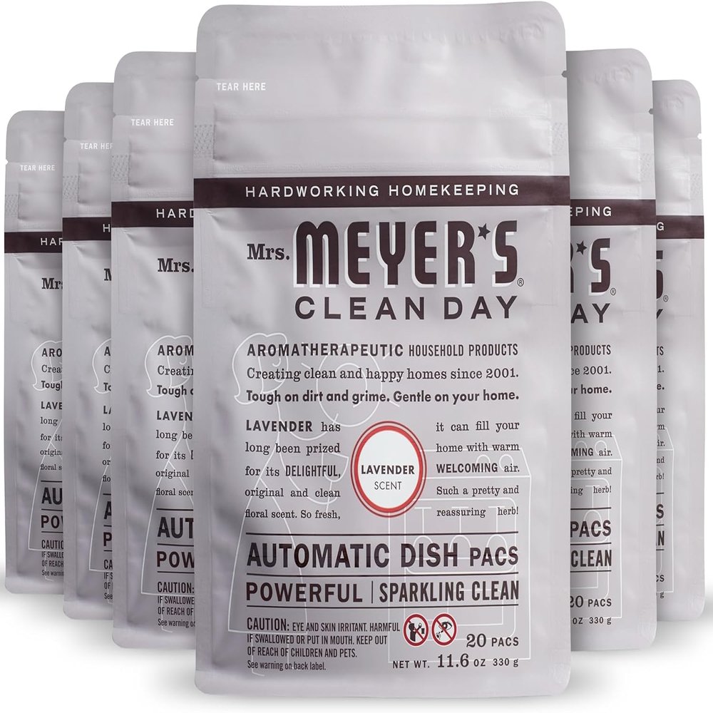 MRS. MEYER'S CLEAN DAY Automatic Dishwasher Pods, Lavender, 20 Count- Pack of 6