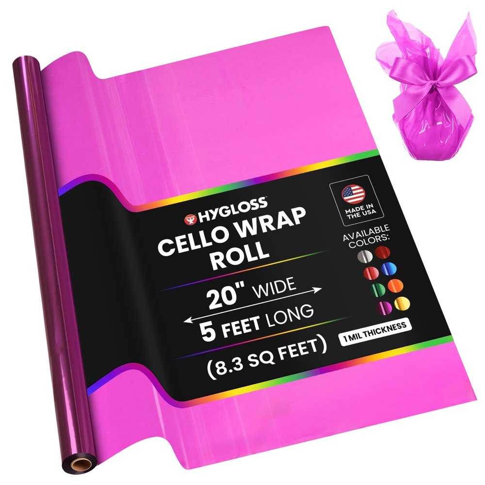 Hygloss Products Cellophane Roll  Cellophane Wrap for Crafts, Gifts, and Baskets 20 Inch x 5 Feet, Purple