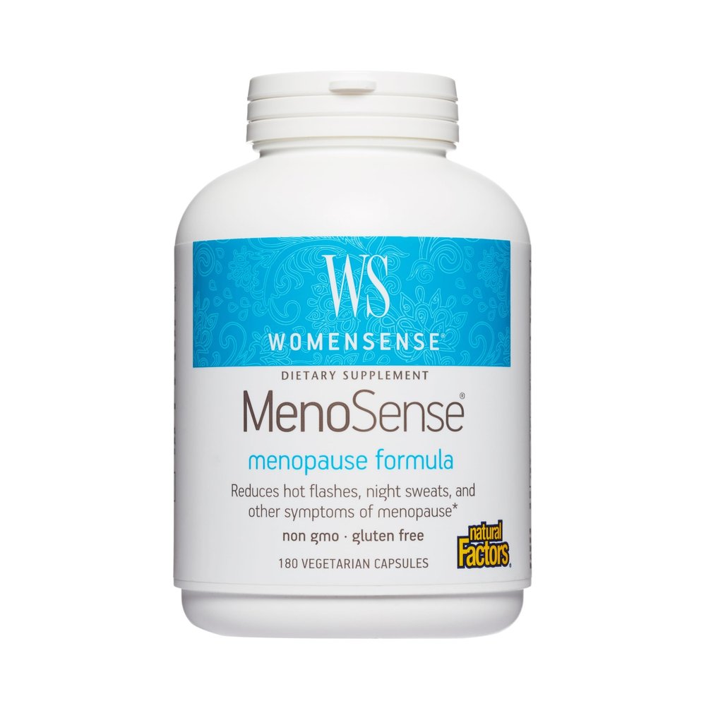 Natural Factors - WomenSense MenoSense Menopause Formula, Natural Support for Hot Flashes & Night Sweats, 180 Vegetarian Capsules