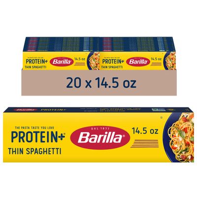 Barilla Protein+ (Plus) Thin Spaghetti Pasta, 14.5 Ounce (Pack of 20) - plant based - Made from Lentils, Chickpeas & Peas - Non-GMO, Kosher Certified