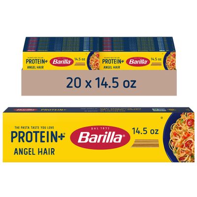 Barilla Protein+ (Plus) Angel Hair Pasta, 14.5 Ounce (Pack of 20) - plant based - Made from Lentils, Chickpeas & Peas - Non-GMO, Kosher Certified