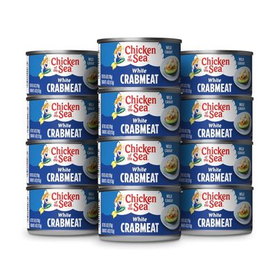 Chicken of the Sea Wild Caught White Crab Meat, 6 oz Cans, 12-Count  High Calcium, High Protein Canned Crab Meat  Delicious & Nutritious, Perfect for Dips, Soups, & More