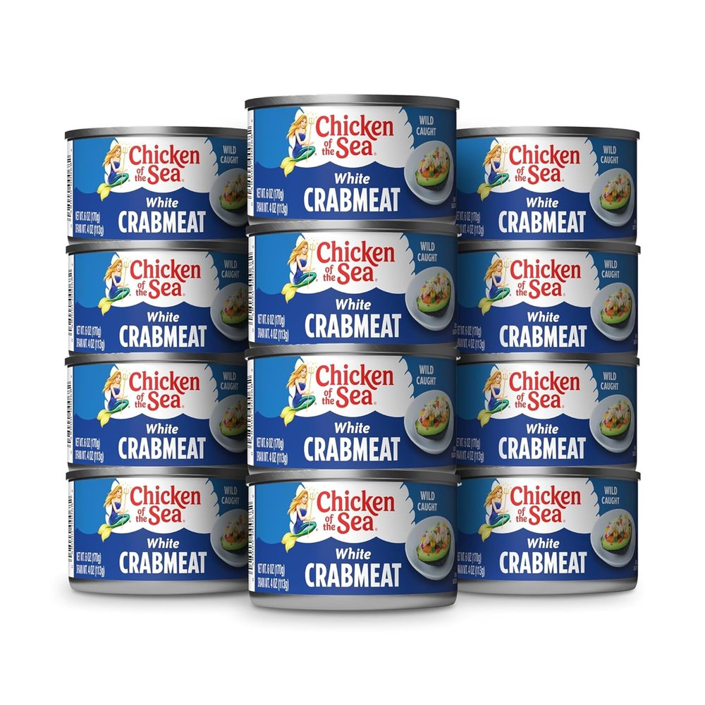 Chicken of the Sea Wild Caught White Crab Meat, 6 oz Cans, 12-Count High Calcium, High Protein Canned Crab Meat Delicious & Nutritious, Perfect for Dips, Soups, & More