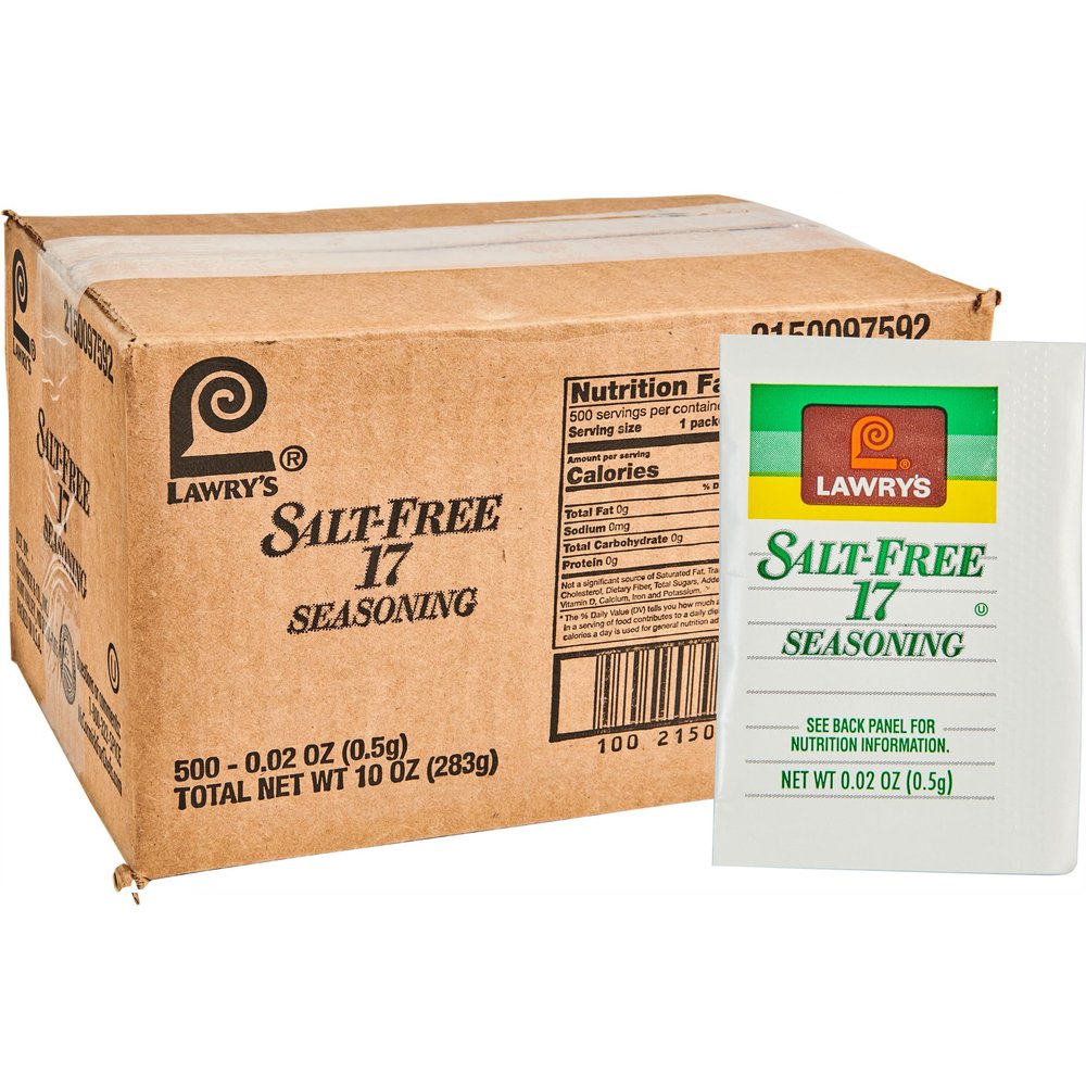 Lawry's Salt Free 17 Seasoning Packets, 500 count - One 500 Count Box of 17 Seasoning Spice Blend Packets, Perfect Seasoning for Low Sodium and Reduced Sodium Diets