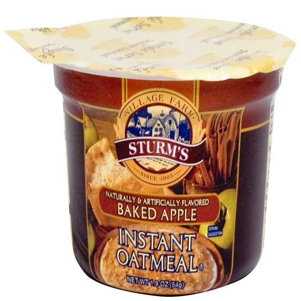 Sturm's Village Farm Instant Oatmeal Single Serve Bowls, Baked Apple, 1.9-Ounce Boxes (Pack of 12)