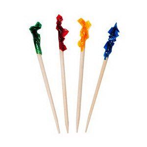 Royal R811W Regular Cellophane-Frill Wood Picks 2 3/4" Assorted 100/Box 10 Boxes/Carton
