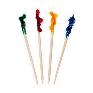 Royal R811W Regular Cellophane-Frill Wood Picks 2 3/4" Assorted 100/Box 10 Boxes/Carton