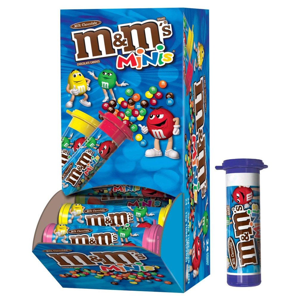 M&M's Milk Chocolate Minis Candy, 1.08-Ounce Tubes (Pack of 24)