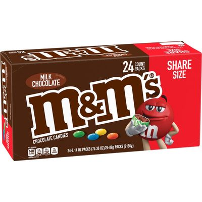 M&M'S Milk Chocolate Candy Sharing Size 3.14 Ounce (Pack of 24) Box