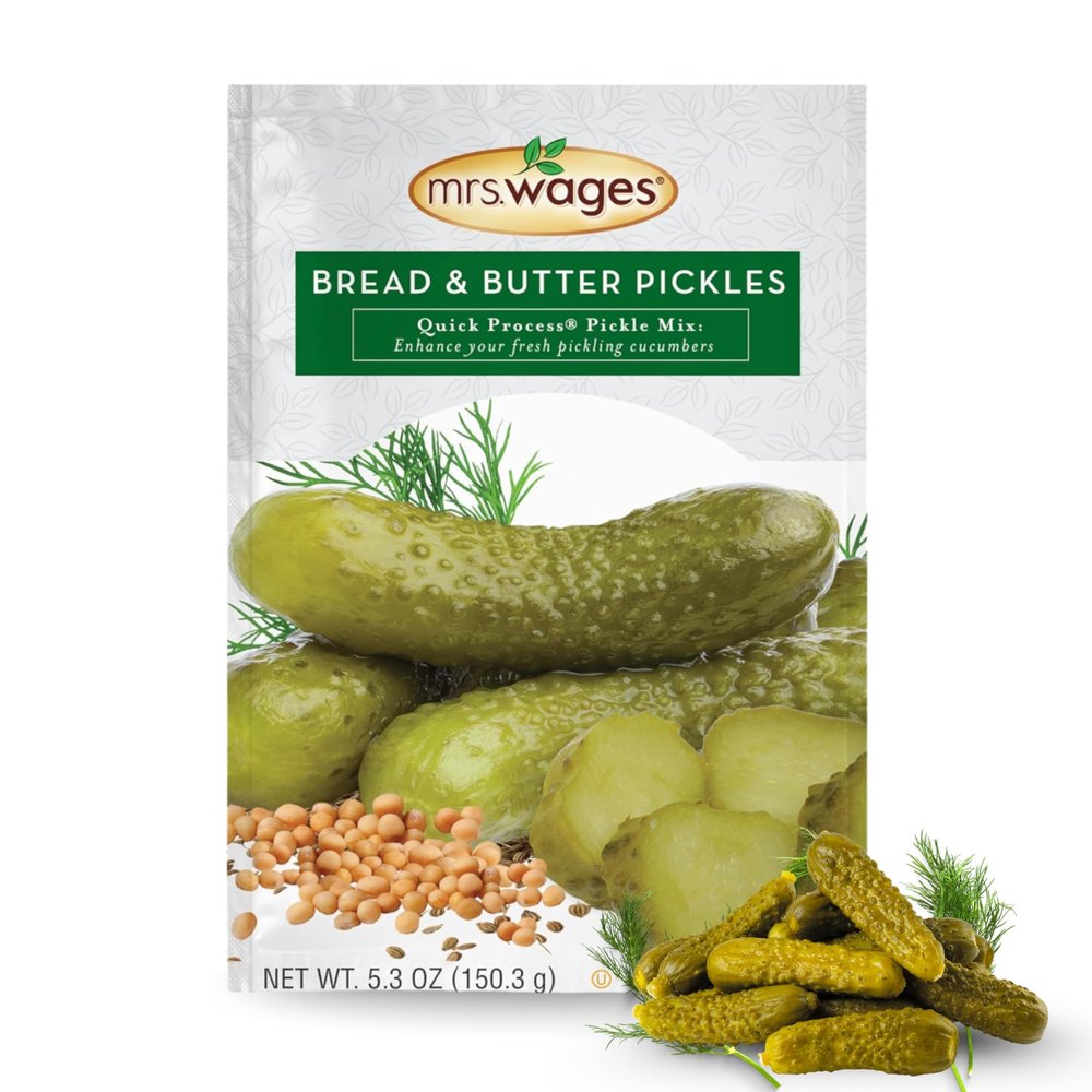Mrs. Wages Bread and Butter Pickles Quick Process Mix, Quick and Easy, Simple-To-Use Pickle Mix, Sweet & Tangy Flavors, 5.3 oz Packet (Value Pack of 6)
