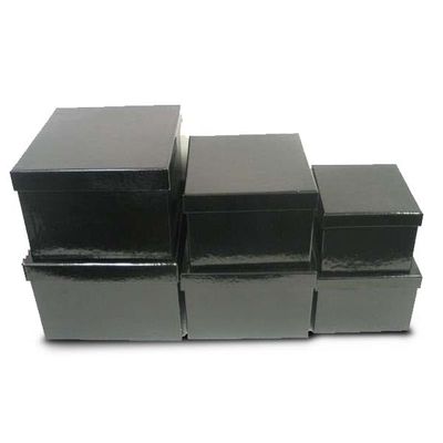 Expo International Square Set of 6-Classic Glossy Black Finish Gift Boxes