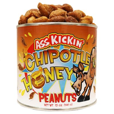 ASS KICKIN Chipotle Honey Roasted Spicy Hot Peanuts  12 Oz. - Ultimate Spicy Gourmet Gift Peanuts