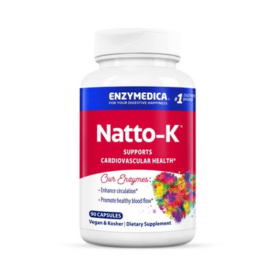 Enzymedica, Natto-K, Nattokinase Supplement, Promotes Heart Health & Circulation, 90 Count