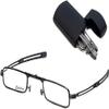 Calabria Mini Metal Folding Reading Glasses +2.50 Pewter/Black Flip Top Hard Case Corning Glass Lens Pocket Readers Foldable view 2