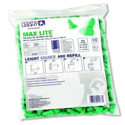 Howard Leight by Honeywell Max Lite Earplug Refill For Leight Source 400 Dispenser, 200-Pairs (LPF-LS4)