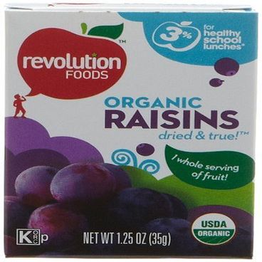 Revolution Foods Organic Raisins, 1.25-Ounce Boxes (Pack of 144)