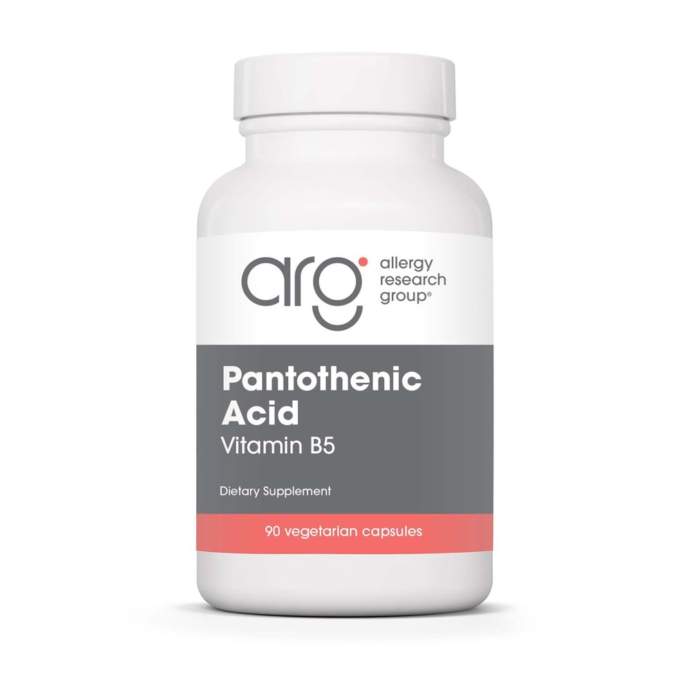 Allergy Research Group Pantothenic Acid - Vitamin B5 for Men & Women, Calcium, 500mg Supplement, Pure, Organic, Vegetarian Capsules - 90 Count