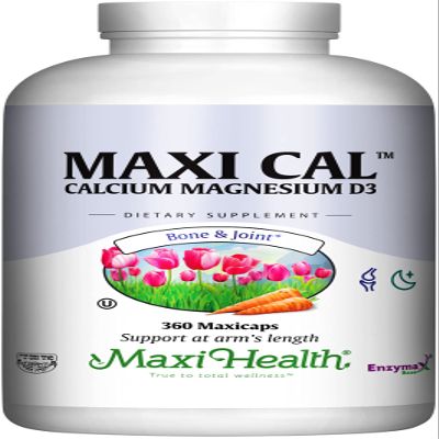 Maxi Health Calcium 1000 mg Supplement with Vitamin D3 (1000 IU) and Magnesium (500 mg) - Bone, Teeth and Joint Support for Men and Women - 360 Capsules - Maxi Cal