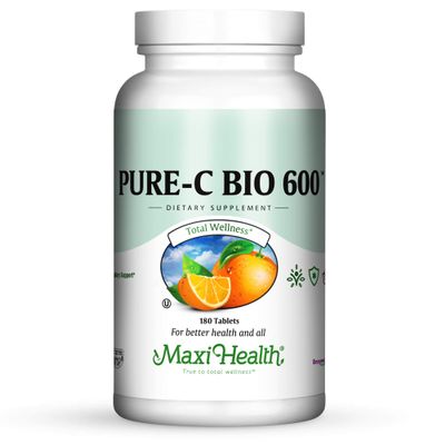 Vitamin C Complex 600 mg Supplement Recommended Daily Dose Vitamin C Tablets with Lemon Bioflavonoids, Calcium & Phosphorus Immune Health Support Pure-C Bio 600 Non-GMO, VIT C Vegan 180 Tablets