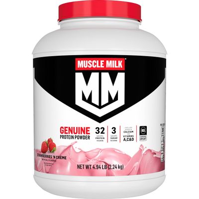 Muscle Milk Genuine Protein Powder, Strawberries 'N Crme, 32g Protein, 4.94 Pound