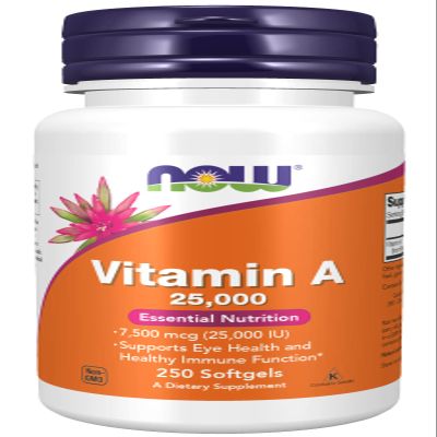 NOW Foods Vitamin A from Fish Liver Oil, 25000IU, 250 Sgels (Pack of 3)