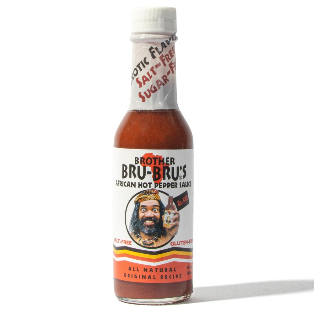 Brother Bru-Bru's African Hot Sauce - No Salt, No Sugar, Vegan - Habanero & African Spices - 5 oz (Pack of 1)
