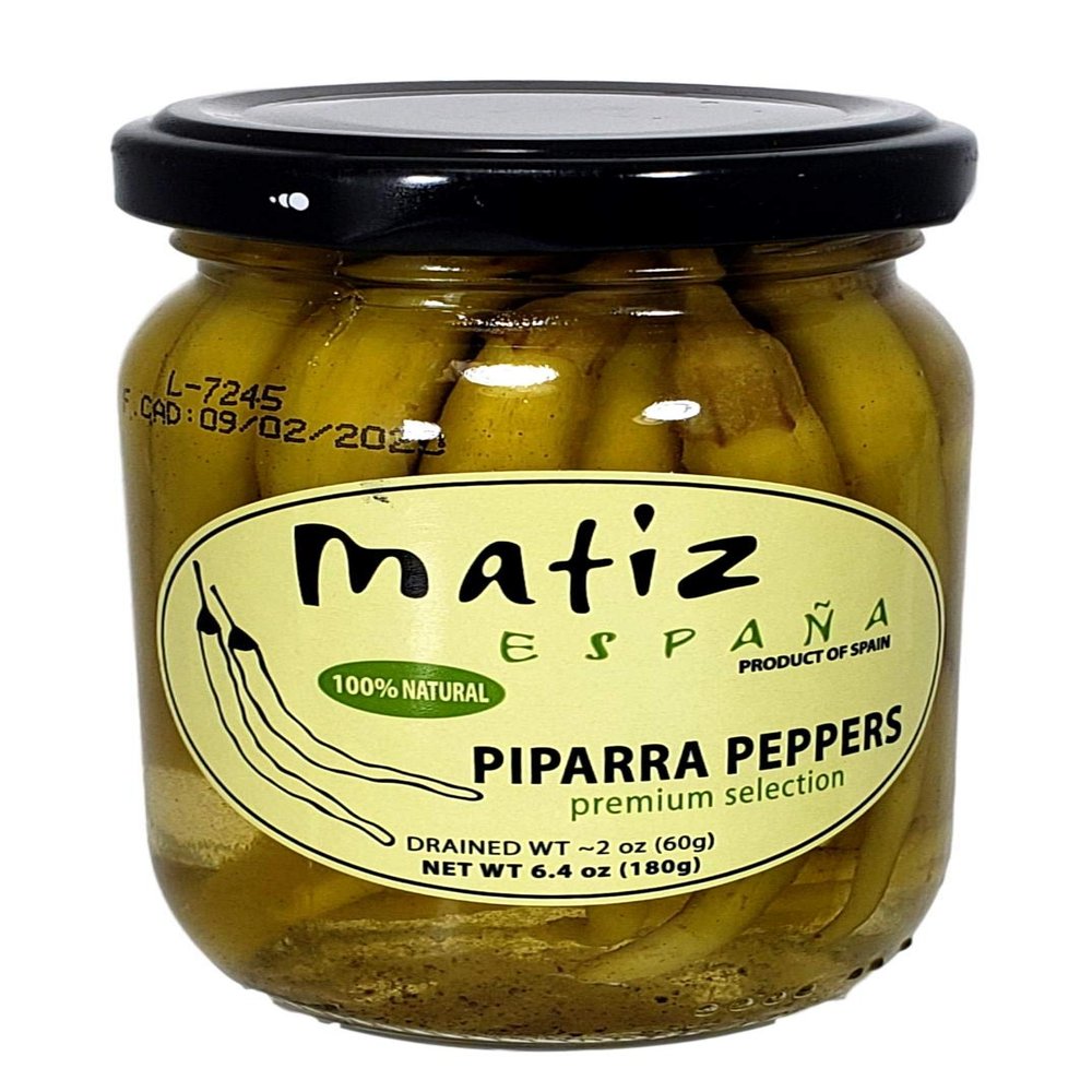 Matiz Piparras, Basque Guindilla Peppers (6.4 oz.) Spanish Green Pickled Peppers from Spain