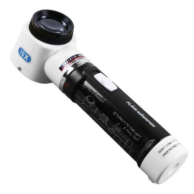 Engineer SL-71 LED Flashlight Magnifier with 10x Magnification, Scratch-Resistant Twin Lens Construction and Integrated Square Scale (Made in Japan)