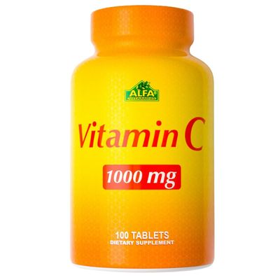 ALFA VITAMINS Vitamin C Supplement 1000mg, Powerful Antioxidant for Immune Support & Healthy Skin, Promotes Collagen Formation, Dietary Supplement for Daily Wellness and Skin Protection, 100 Tablets