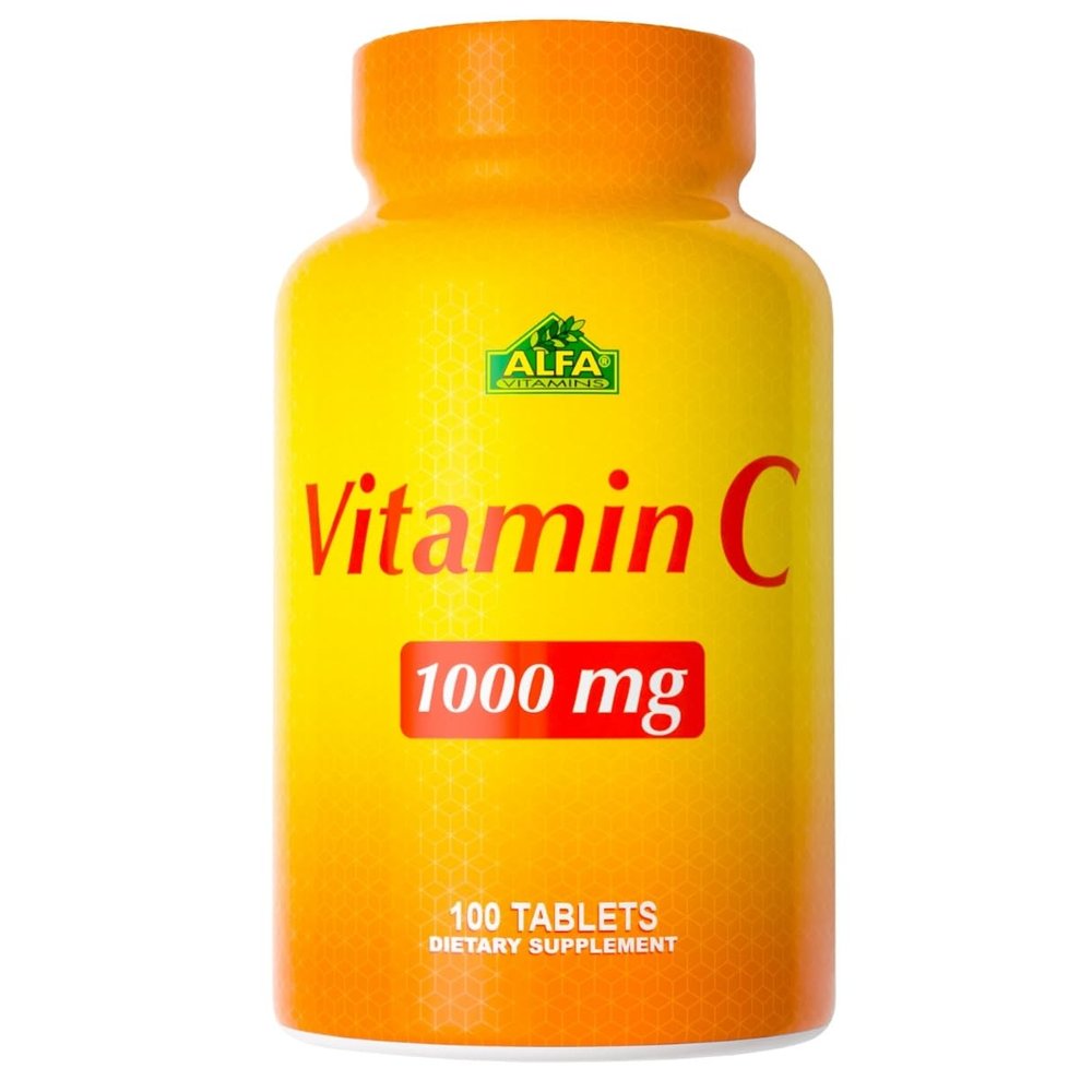 ALFA VITAMINS Vitamin C Supplement 1000mg, Powerful Antioxidant for Immune Support & Healthy Skin, Promotes Collagen Formation, Dietary Supplement for Daily Wellness and Skin Protection, 100 Tablets