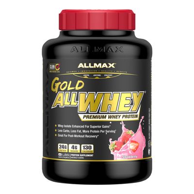ALLMAX Gold ALLWHEY, Strawberry - 5 lb - 24 Grams of Protein Per Scoop - Gluten Free, Low Carb & Low Sugar - Approx. 71 Servings