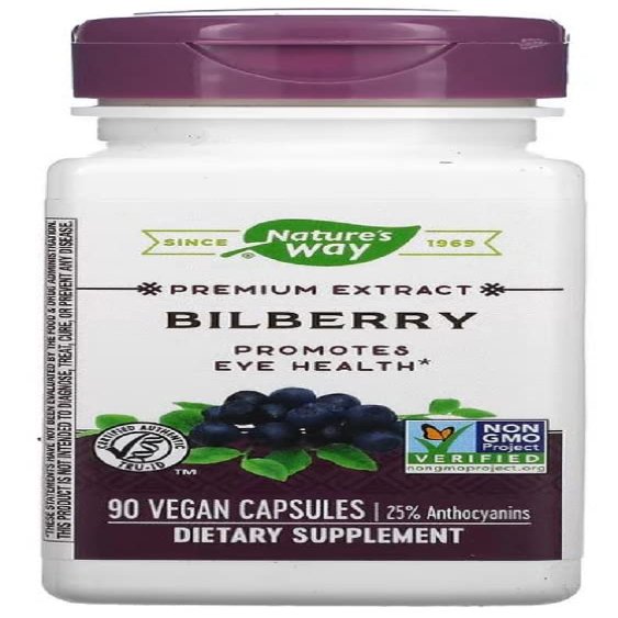 Nature's Way Bilberry Standardized Extract Veg Capsules 90 ea (Pack of 2)