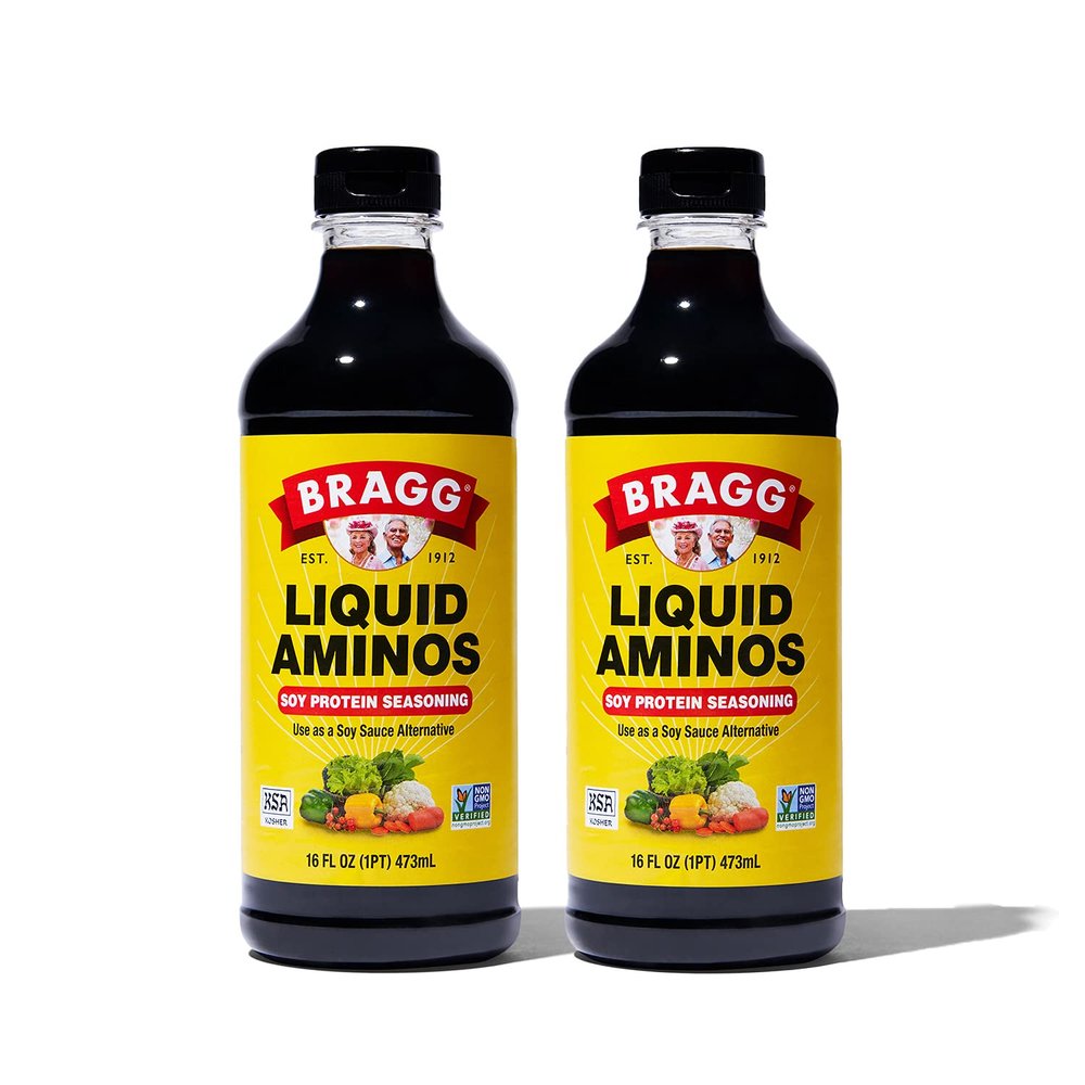Bragg Liquid Aminos All Purpose Seasoning Soy Sauce Alternative Gluten Free, No GMOs, Kosher Certified, 16 ounce, 2 Pack