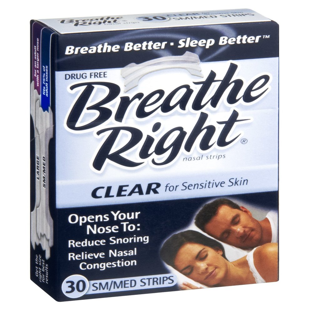 BREATHE RIGHT NASAL STRIPS,CLEAR,SM/MED, 30 CT